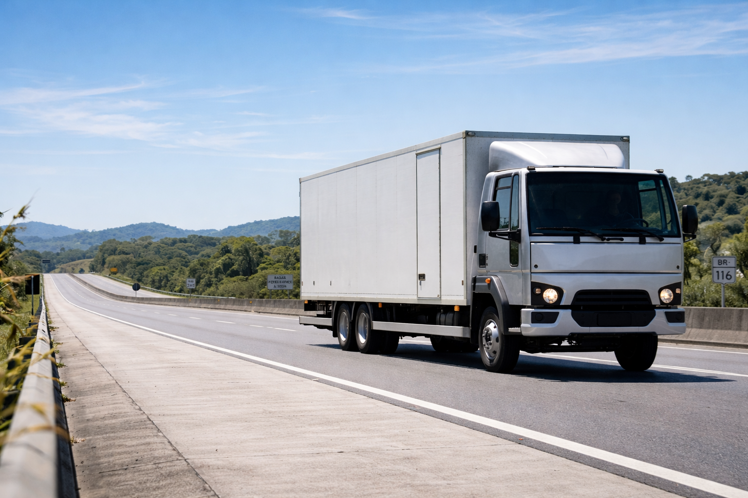 Modern logistics truck on highway
